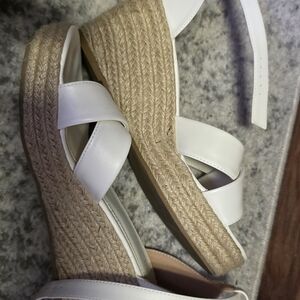 SHEIN White Platform Espadrille Sandals with Braided Jute Sole